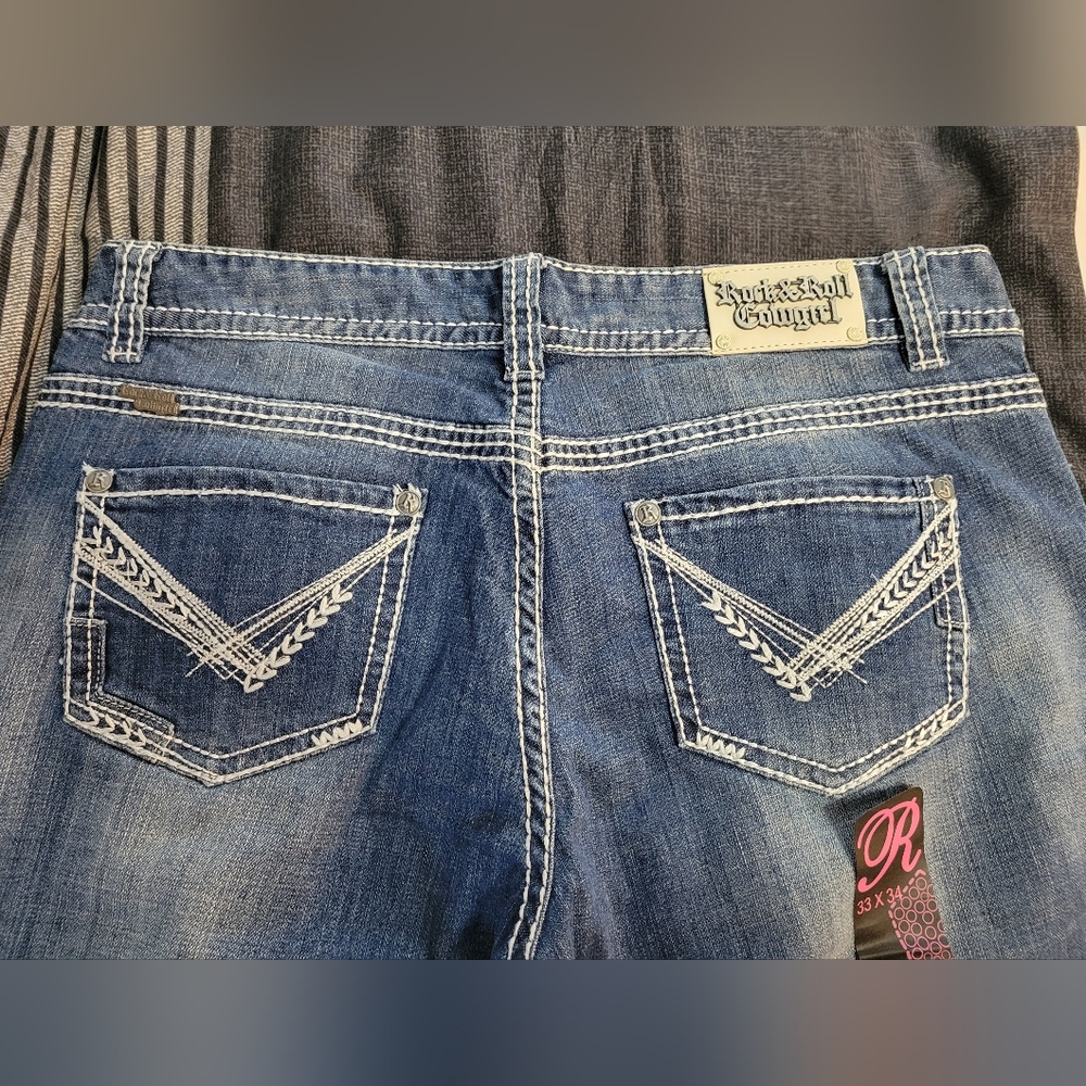 Rock & Roll Cowgirl Boyfriend Jeans 33x34 NWOT